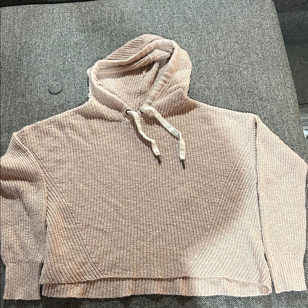 Cozy Pink Hooded Crop Sweater